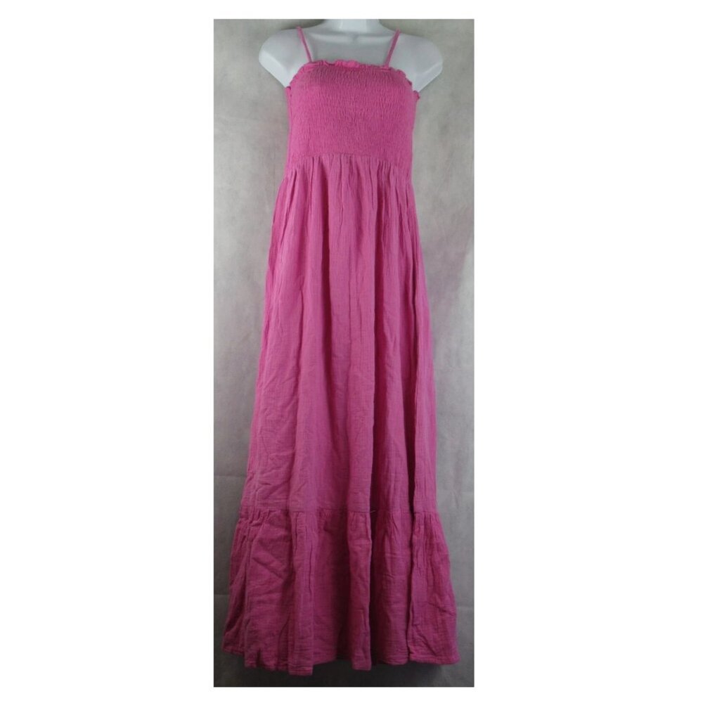 NWT Raviya Women's 100% Cotton Maxi Dress Swim Cover-Up, Pink